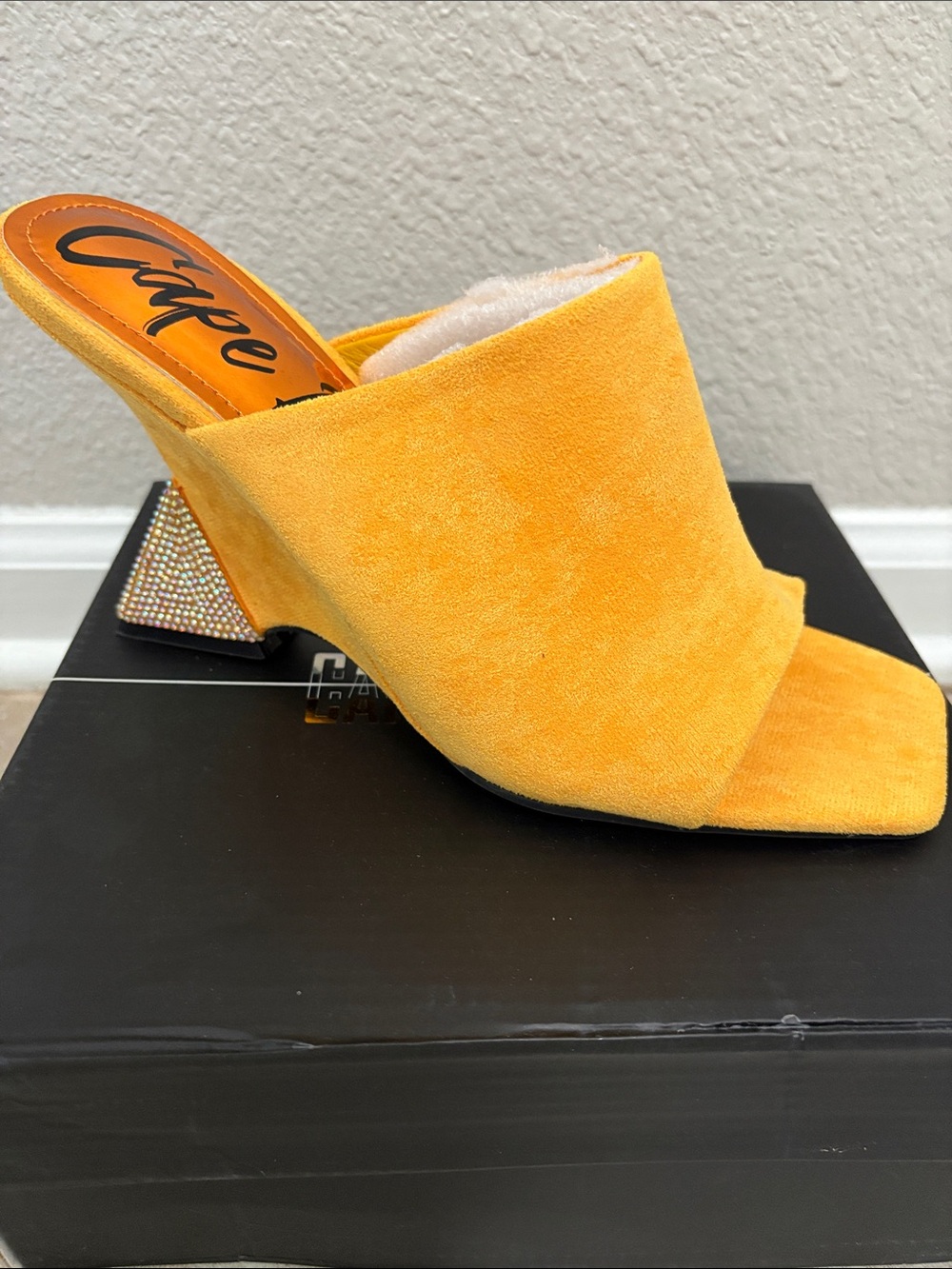 Suede Mules with Embellished Block Heel